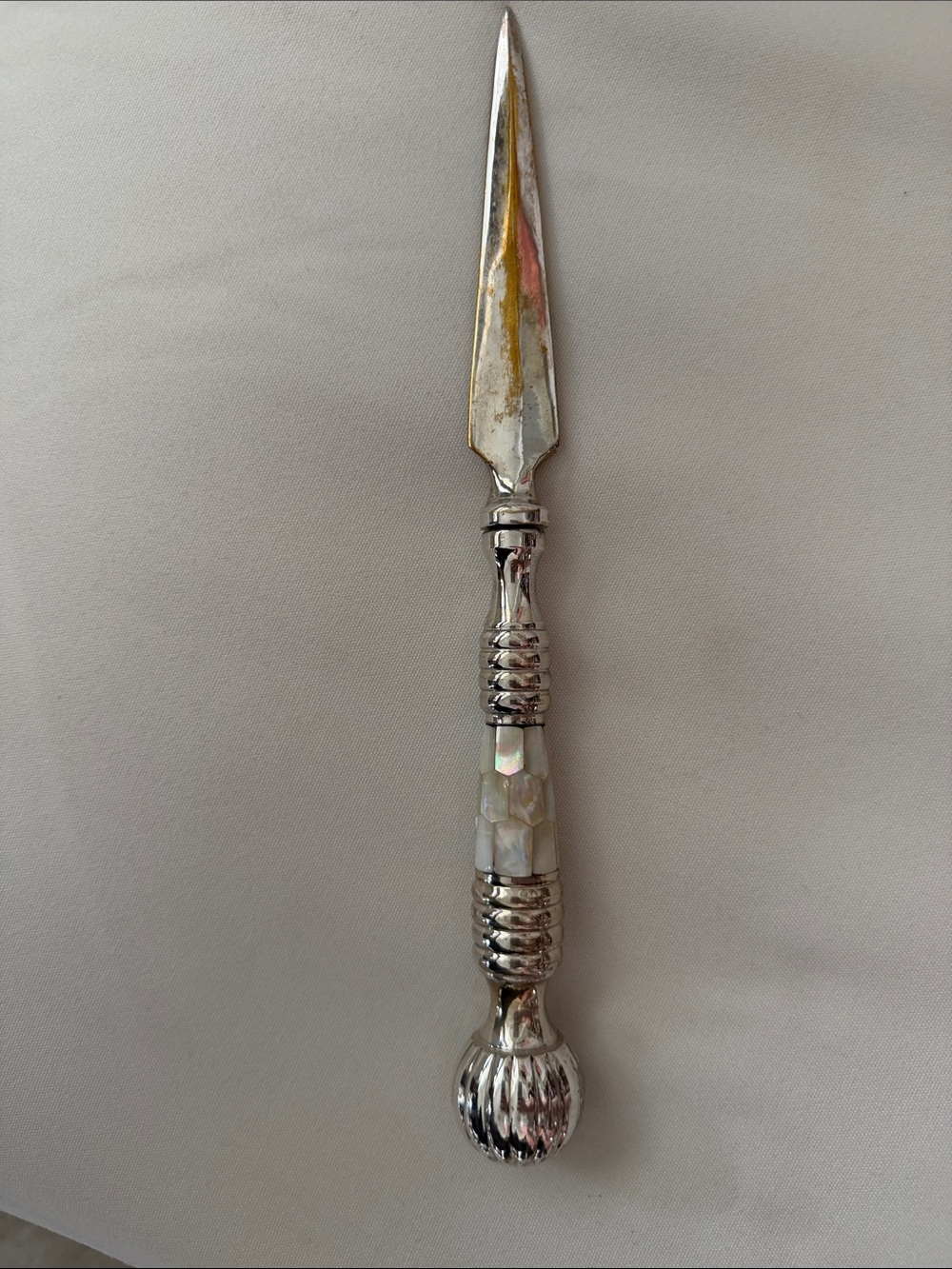 Silvertone Letter Opener with Mother Of Pearl Handle